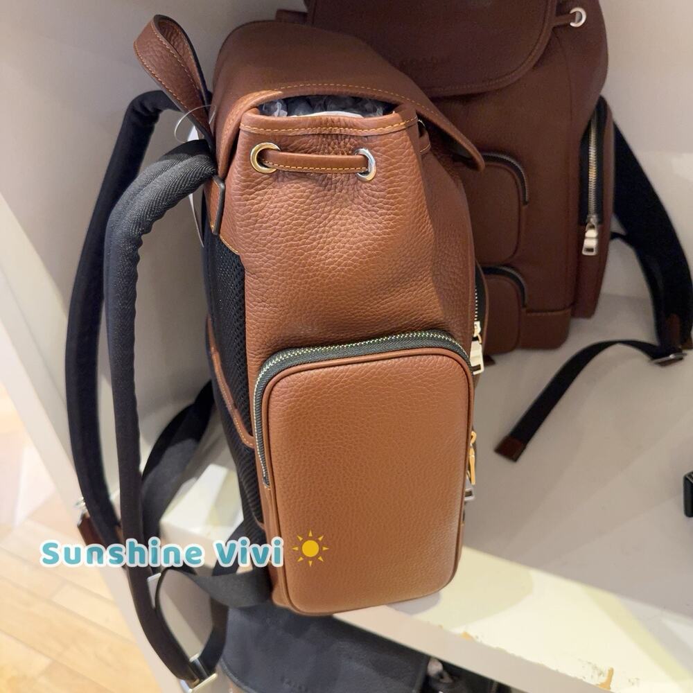 NWT Coach Finn Backpack CDC72 Soft Pebble Leather Silver VINTAGE BROWN - Picture 6 of 9